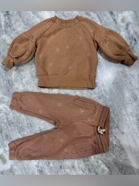 Rylee + Cru Brown Star Embroidered Sweatshirt & Joggers Set